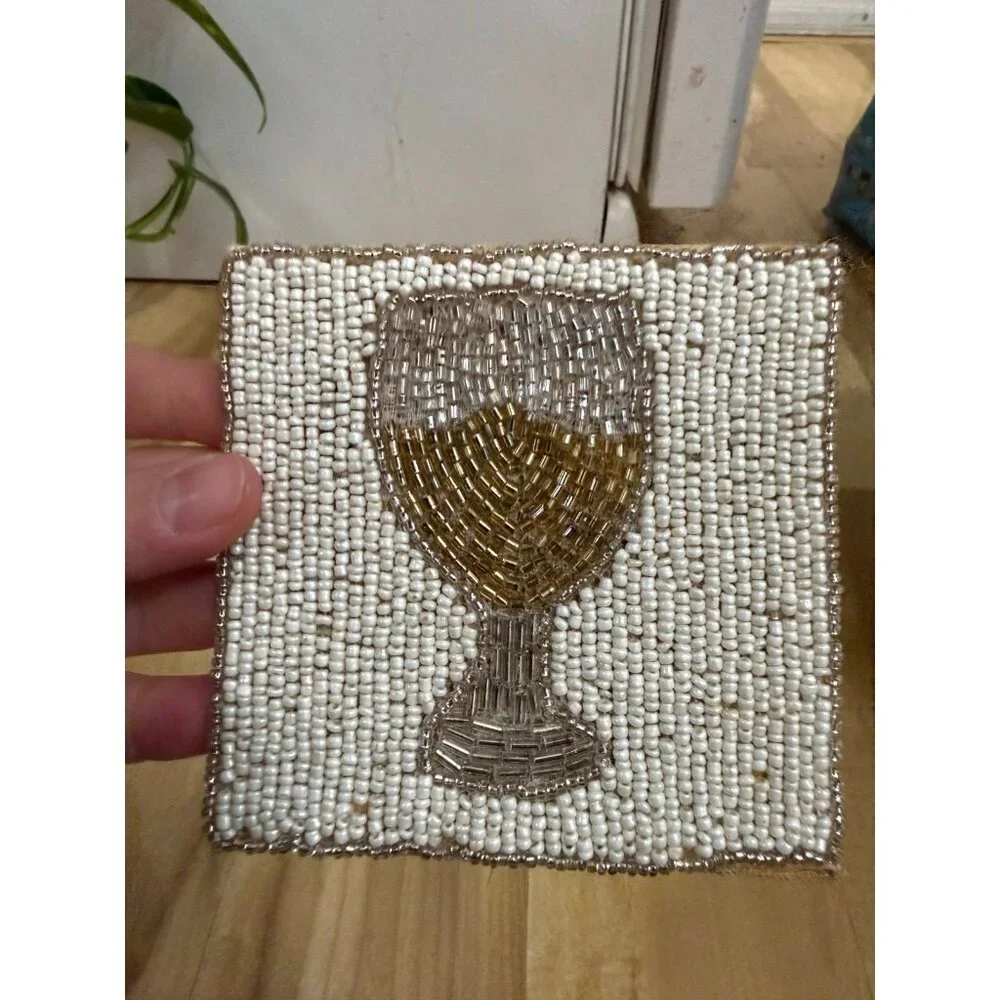 Folkulture Handmade Beaded Drink Coasters Set